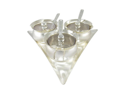 3 Piece German Silver Big Mukhvas Handi Set - 1000gms